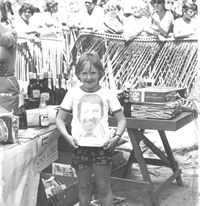 Jo in the Seychelles - would not stop wearing the tshirt with her Dads picture on it....